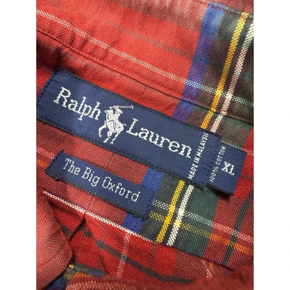 Polo Ralph Lauren Shirt Mens XL Red Green Blue Plaid The Big Oxford Oversized